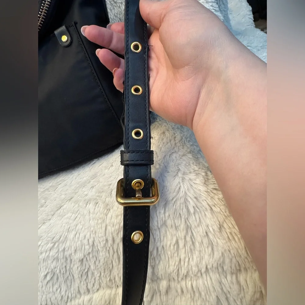 Marc Jacobs Black Nylon Natasha Crossbody Bag, Faux Leather Trim, Gold Hardware